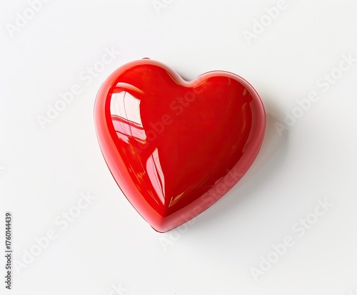 Red heart shape gift on white backdrop. Concept Valentine's, love, romance, present