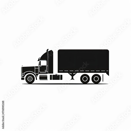 Semi truck transports freight; simple background. Vector for shipping industry use