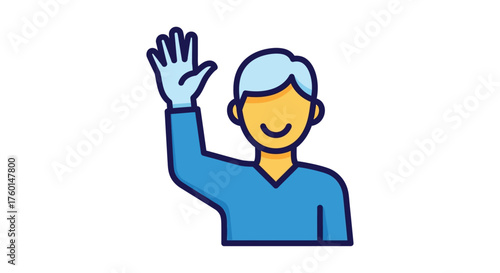 man waving hand a friendly individual greets with a wave conveying positivity perfect for tutorials and educational contents bright and cheerful