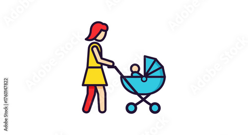 mother pushing baby stroller parent strolling with infant in a pram for family lifestyle blog urban parenting childcare concepts and childhood development