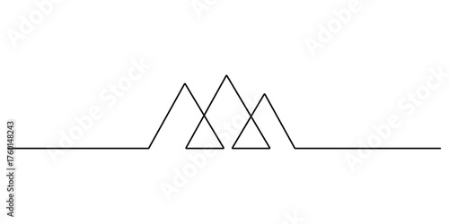 Mountain landscape icon continuous one line drawing. Doodle vector illustration