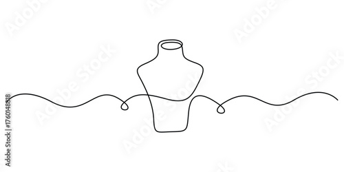 Continuous one line drawing of Necklace display icon vector, filled flat sign, Jewelry bust symbol, Jewelry mannequin logo illustration
