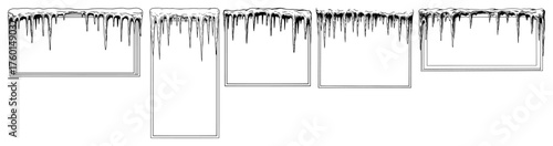 Dripping Icicles Border Set – Winter Frost Header Frames Vector Collection