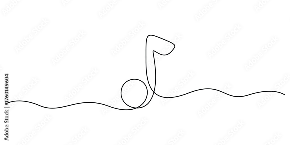 Obraz premium Treble clef music notes icon continuous one line drawing minimalist outline vector illustration