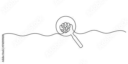 Magnifying glass illustration. Continuous one line drawing of magnifying glass. Concept of Business analysis in simple linear style vector illustration
