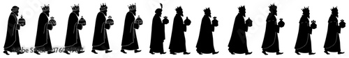 Three Kings Procession Seamless Border – Wise Men Nativity Silhouette Divider Vector