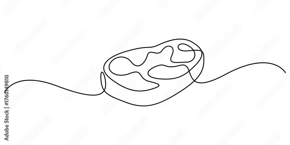 Obraz premium Steak beef continuous one line drawing. Vector illustration