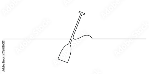 Continuous single line drawing of canoe paddle. Vector illustration