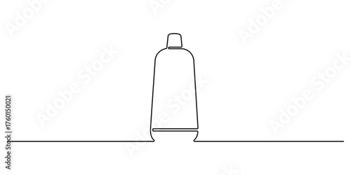Continuous single line drawing of toothpaste tube. Vector illustration