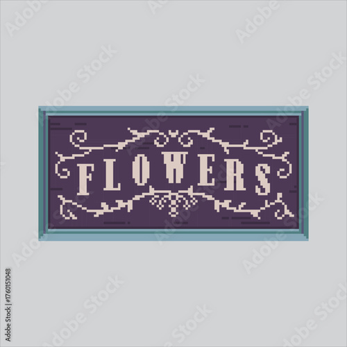 Pixel art illustration Florist Sign. Pixelated Decorative Sign. Decorative Florist Sign Icon pixelated for the pixel art game and icon for website and video game. old school retro.