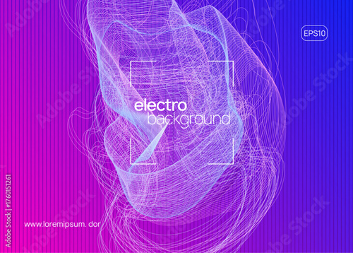 Edm Event. Party Magazine. Concert Cover. Blue Dance Design. Soundwave Disco Illustration. Fest Trance Template. Pink Dj Set. Green Edm Event