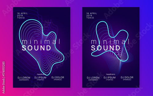 Techno Design. Green Party Flyer. Electro Cover. Pink Fest Background. Sound Poster. Nightclub Beat Invitation. Dj Concert Template. Blue Techno Design