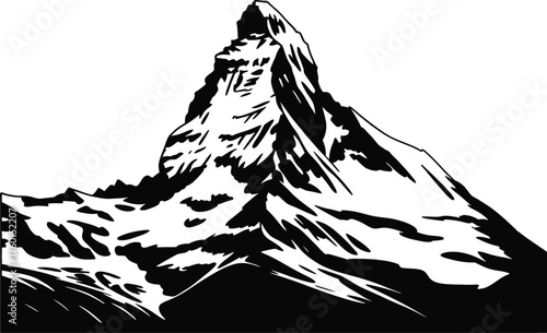 Majestic Mountain Peak Silhouette Vector Illustration