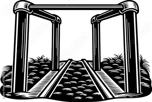 The Path Ahead: An eye-level illustration shows an inviting pathway leading towards the unknown with archway. it gives the feeling of challenge and anticipation.