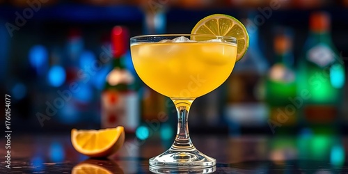 Wallpaper Mural Classic Pisco Sour cocktail in coupe glass, garnished with lime, pisco, frothy Torontodigital.ca