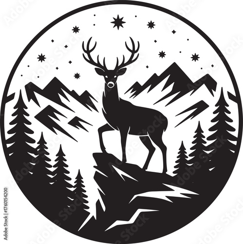 Deer in the Forest and Mountain