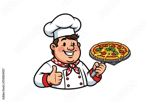 Pizza Chef Handing Over Pizza