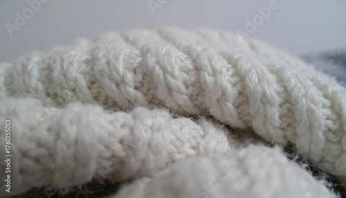 Close-Up of White Knit Sweater Texture