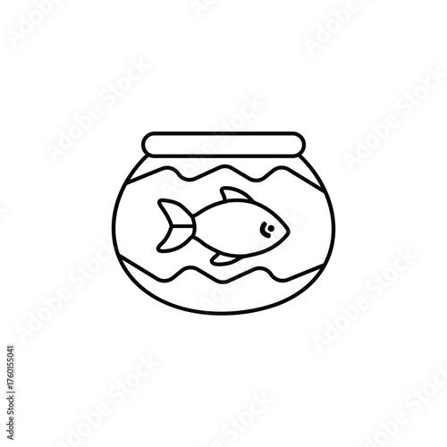 Fishbowl Vector Icon Aquarium Pet Fish Illustration