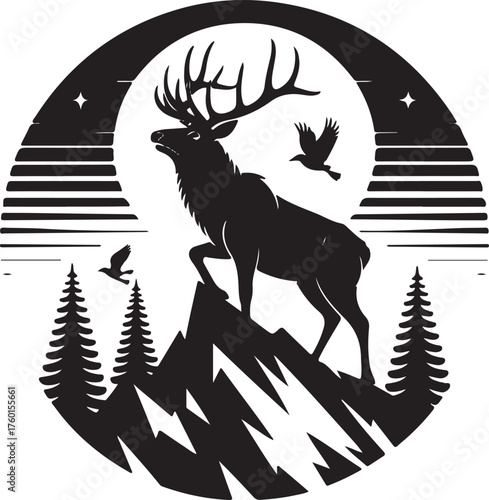 some kind of a deer standing on top of a mountain