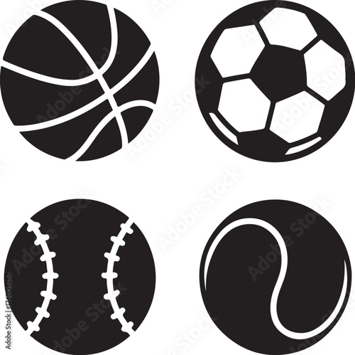 PrintFour classic sports balls silhouette collection