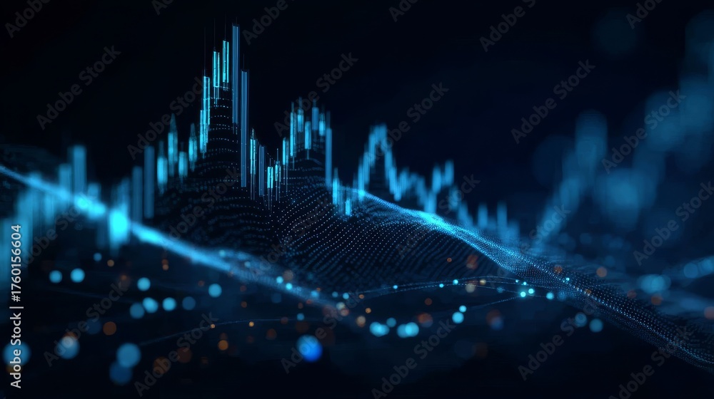 Naklejka premium Glowing blue lines symbolize financial trends and growth.