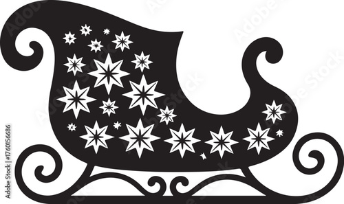 Festive sleigh design with sparkling star accents