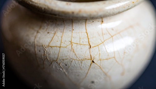 Warm Ivory Crazed Ceramic Pottery Close Up