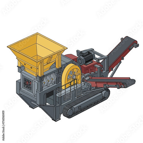 Illustration of a Mobile Crusher for Industrial Use.