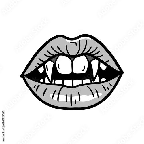 Vampire Mouth with Sharp Fangs.