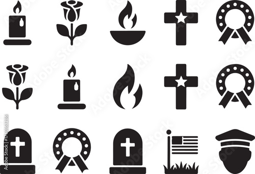 Memorial day icons for remembrance and honor