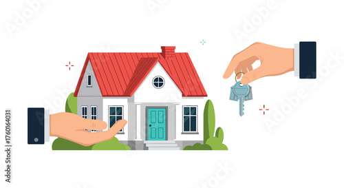 Handing over the keys to a new home signifying a successful real estate transaction.
