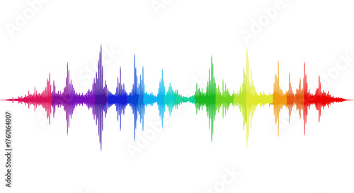 Visual representation of a vibrant multicolored sound wave equalizer.