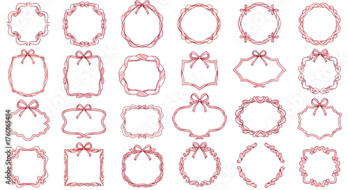 Decorative ornamental frames with bows for charming designs.