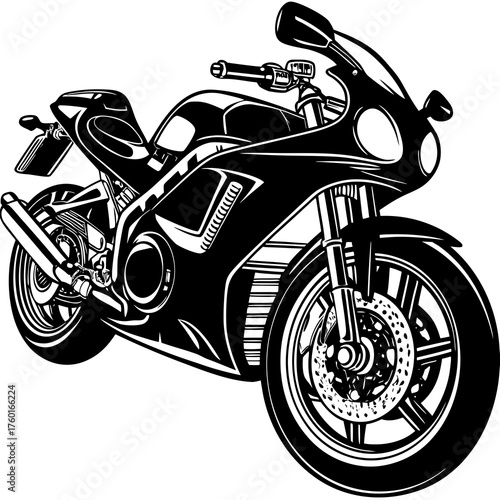 Motorcycle Silhouette: A sleek motorcycle, rendered in elegant silhouette, ready to hit the open road.