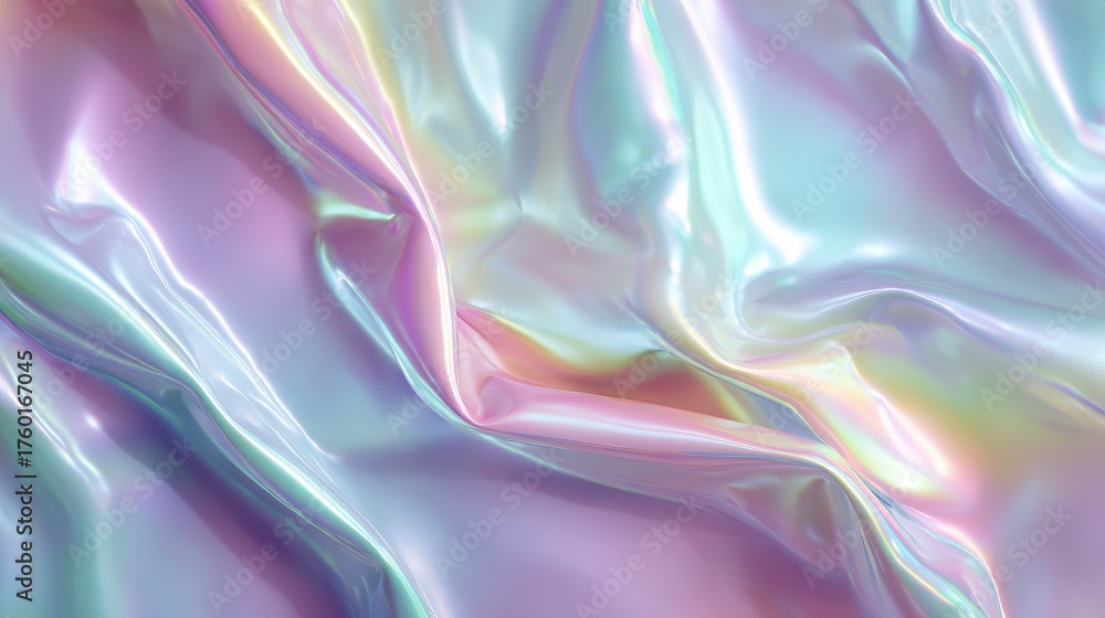 Obraz premium futuristic holographic gradient background with iridescent pastel waves embodying a soft vaporwave aesthetic