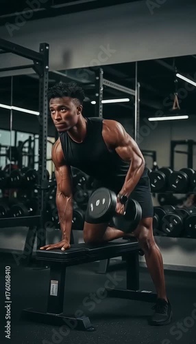Intense Weightlifting Session with Male Athlete Focusing on Strength Training in Modern Gym Environment