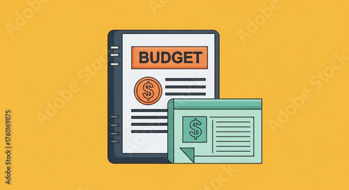 Budget planning concept, featuring financial documents and spreadsheets for managing expenses and tracking income effectively