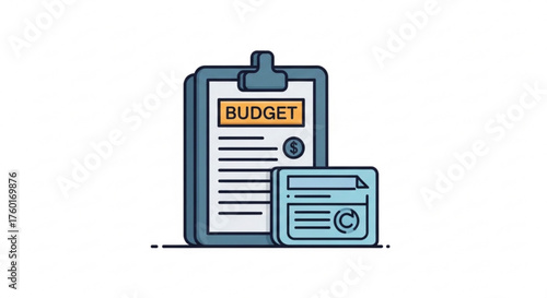 Budget planning concept clipboard with budget text, dollar sign, and credit card financial management and expense tracking for business