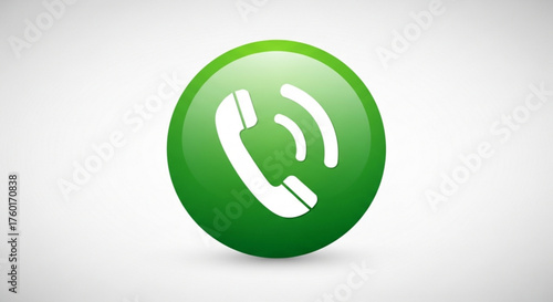 Green phone icon representing communication, contact, customer service, and technology in a modern and minimalist design