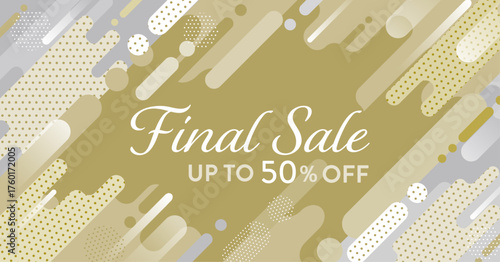 お洒落ポップな背景素材 ( フレーム　チラシ　ゴールド　セール　見出し　タイトル )