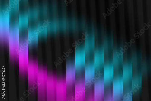Abstract gradient background with ribbed fractal glass effect. vertical lines texture with glass effect. Refracted glass morphism effect with colorful gradient.