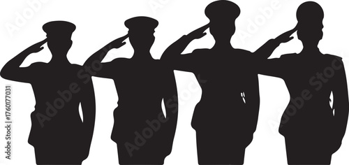 Soldiers salute in unison, showing respect and unity