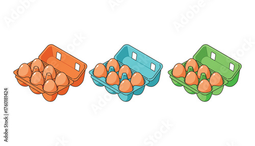 Egg Carton Vector Illustration Set
