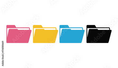 Colorful CMYK Folder Icon Set Vector Illustration