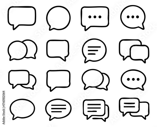 Hand Drawn Speech Bubble Chat Frame Set