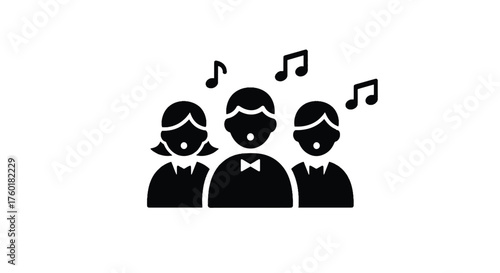 Choir Singing with Musical Notes Icon Illustration.