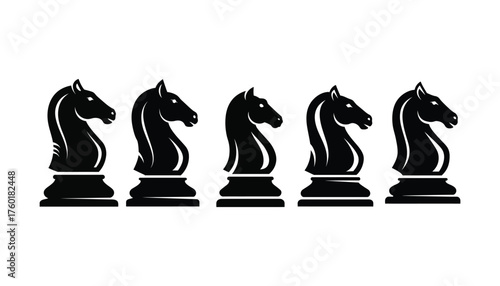 Black Chess Knight Vector Illustration Set