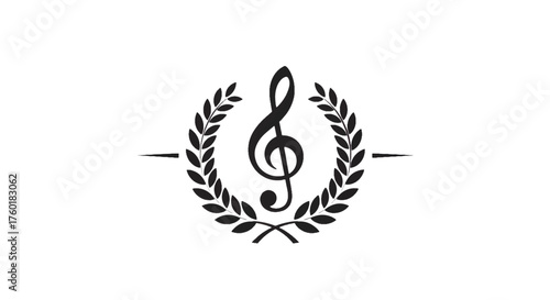 Elegant Treble Clef Emblem with Laurel Wreath.