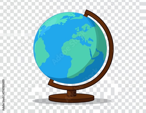 Simple Cartoon World Globe Illustration - Minimalist School & Travel Clipart